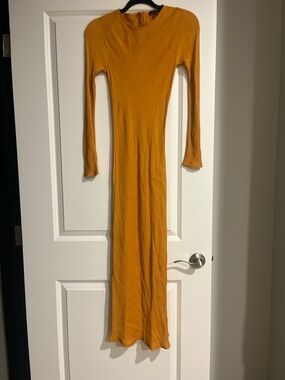 Long Sleeve Maxi Dress in Mustard Yellow
